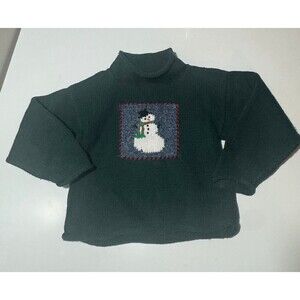 Vintage Knitted Rebecca Rags Snowman Winter Sweater